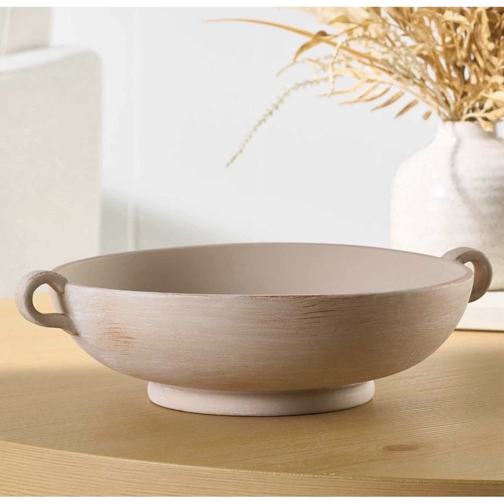 Better Homes & Gardens 9.75" Ceramic Low Stone Distressed Bowl Taupe Decorative
